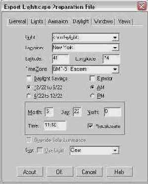  Export Lightscape Preparation File (   Lightscape)    Daylight ( )