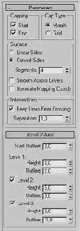  Parameters () Bevel Values ( )  
