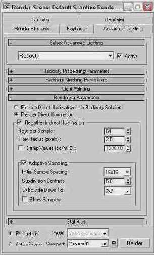  Rendering Parameters ( )  Radiosity ( )